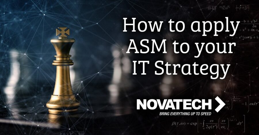 A golden chess king stands on a chessboard with a digital network overlay, symbolizing strategy in IT, with the text