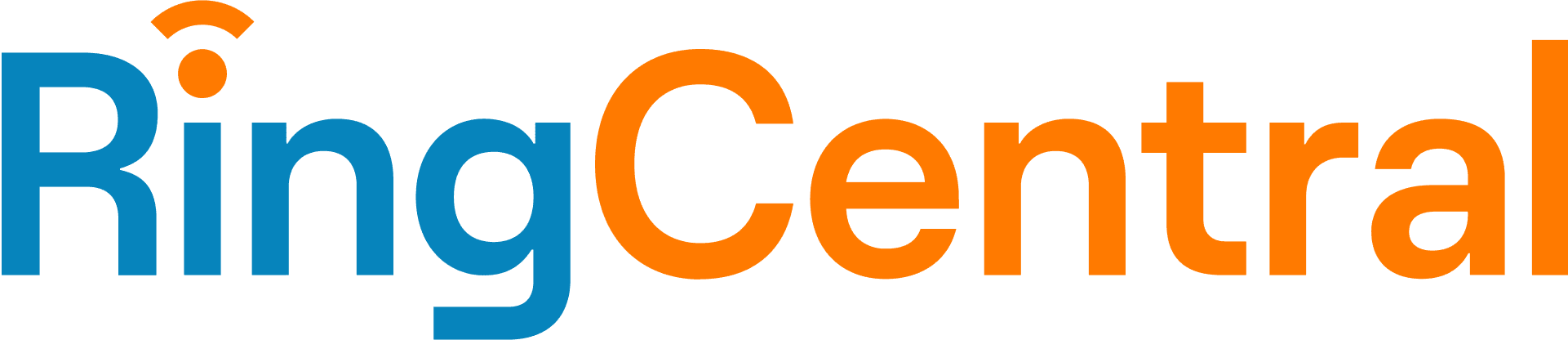 The RingCentral logo features the company name in bold blue and orange lettering against a green background.