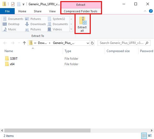The image shows a compressed folder in Windows File Explorer with the "Extract all" option highlighted.
