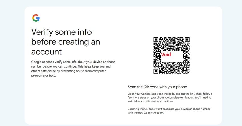 A Google page prompts users