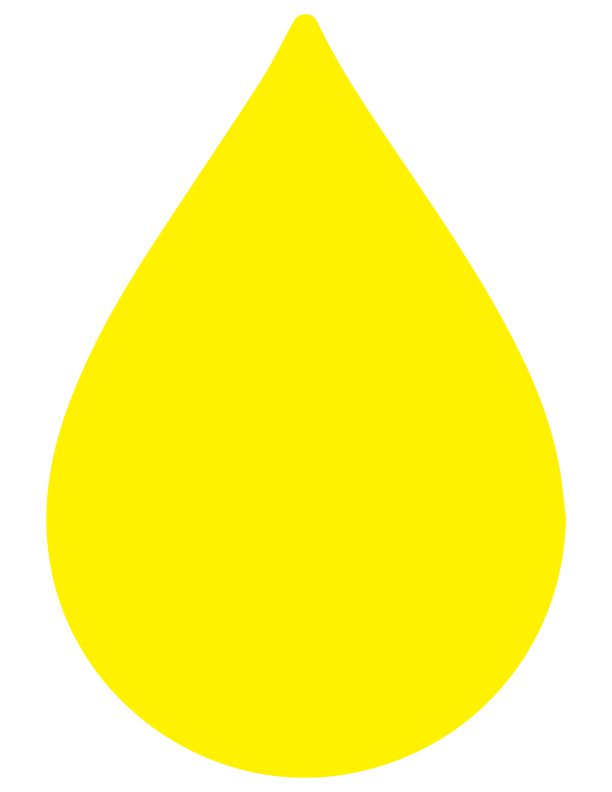 A bright yellow teardrop shape is centered on a white background.