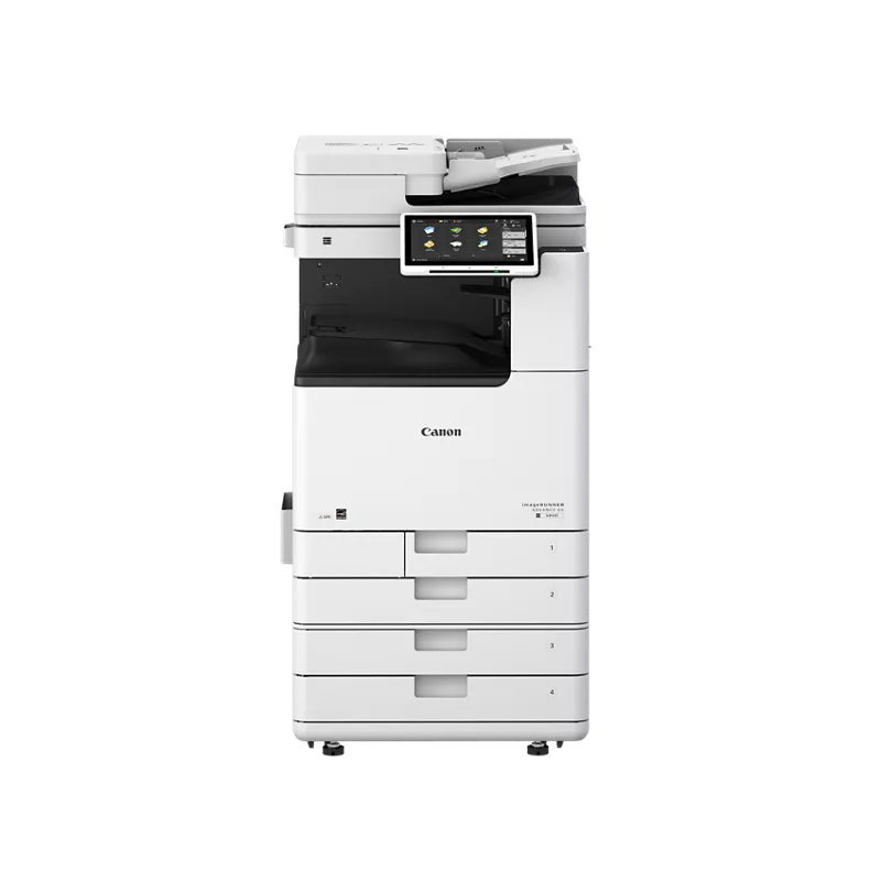 A white Canon imageRUNNER ADVANCE multifunction printer is shown against a white background.