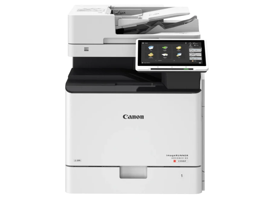 A white Canon imageRUNNER ADVANCE DX C359iF multifunction printer is shown against a white background.