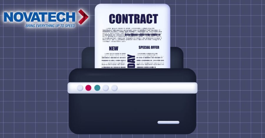 A printer is printing a document titled 