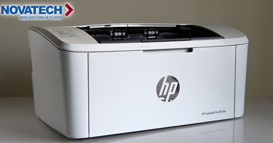 A white HP LaserJet Pro