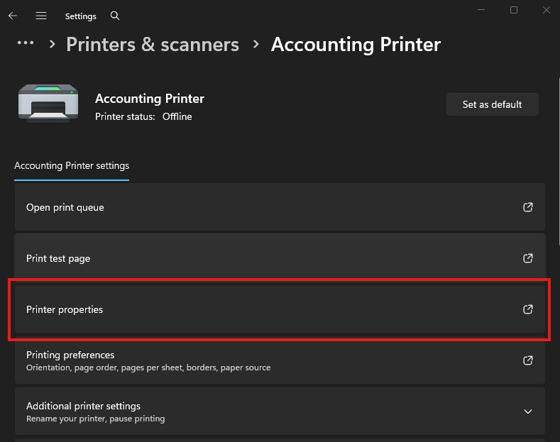 A Windows Settings screen